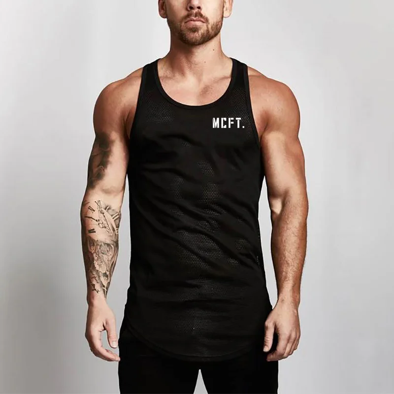 

Men's Running Vest Gyms Sports Fitness Quick Dry Shirt Sleeveless Sweatshirt Stringer Mesh shirts Men Clothing Tops