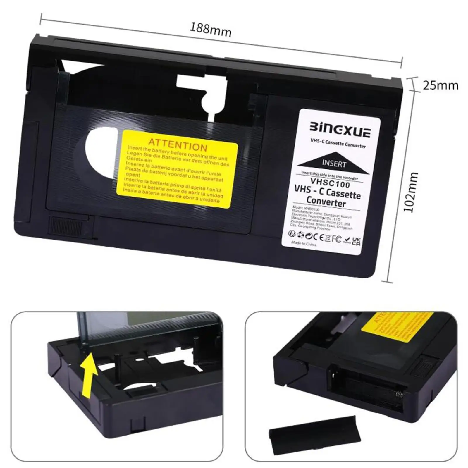VHS C Cassette Adapter 12mm Svhs Svhs-c to VHS Tapes to Digital Converting for Camcorders Not Suitable for Minidv/Hi8