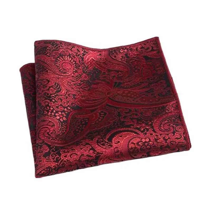 Popular Square silk cashew flower Handkerchief For Men Gentlemen Jacquard Pocket Towel For New Year Wedding Party Christmas Gift