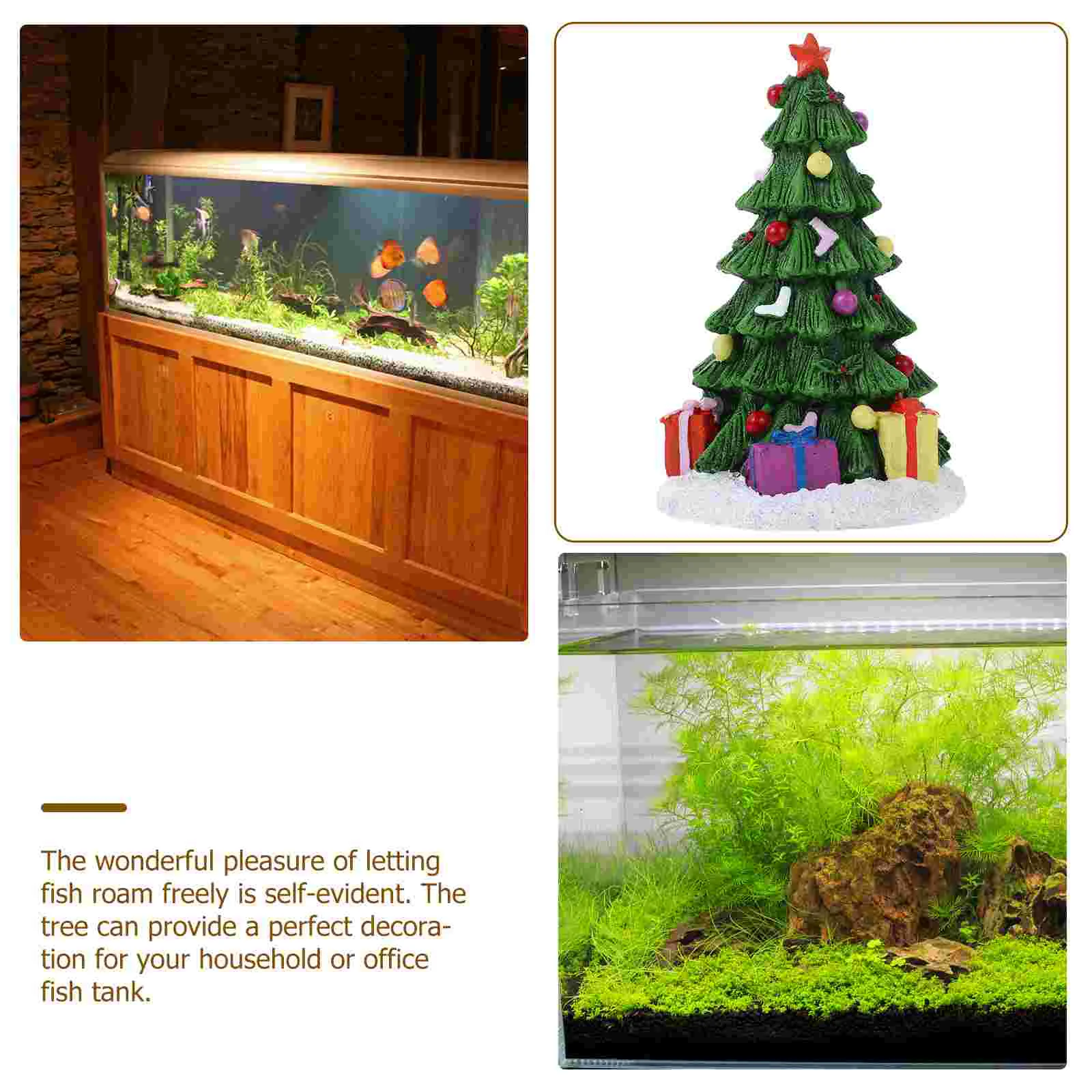 Fish Tank Christmas Decoration Decorative Aquarium Plant Top Hat Home Tree Desktop Resin Small Fake