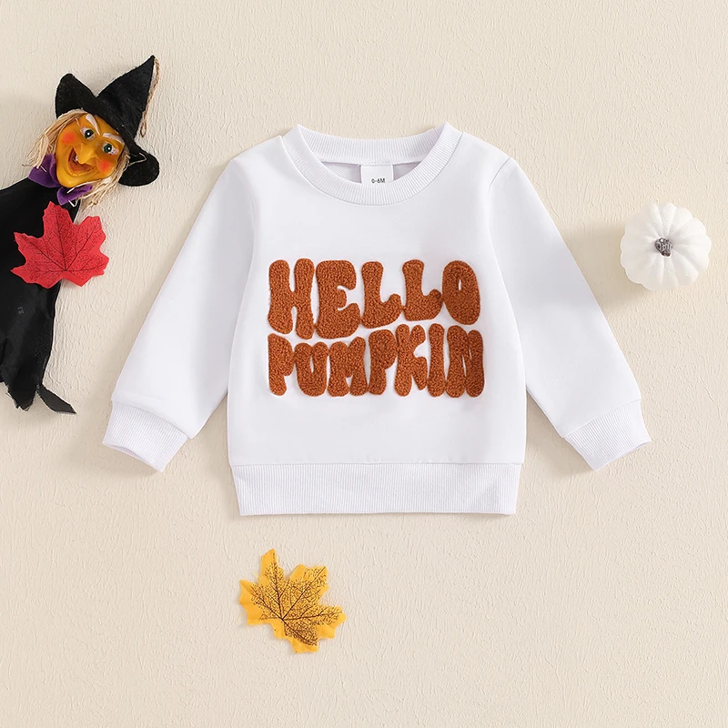 Description Picture 2 of itemBaby Hoodie Long Sleeve Crew Neck Embroidery Letters Sweatshirt Halloween Clothes for Girls Boys