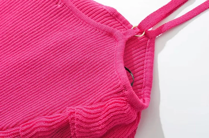 Women’s Center Bodice Frill Detail Knitted Cami Mini Dress