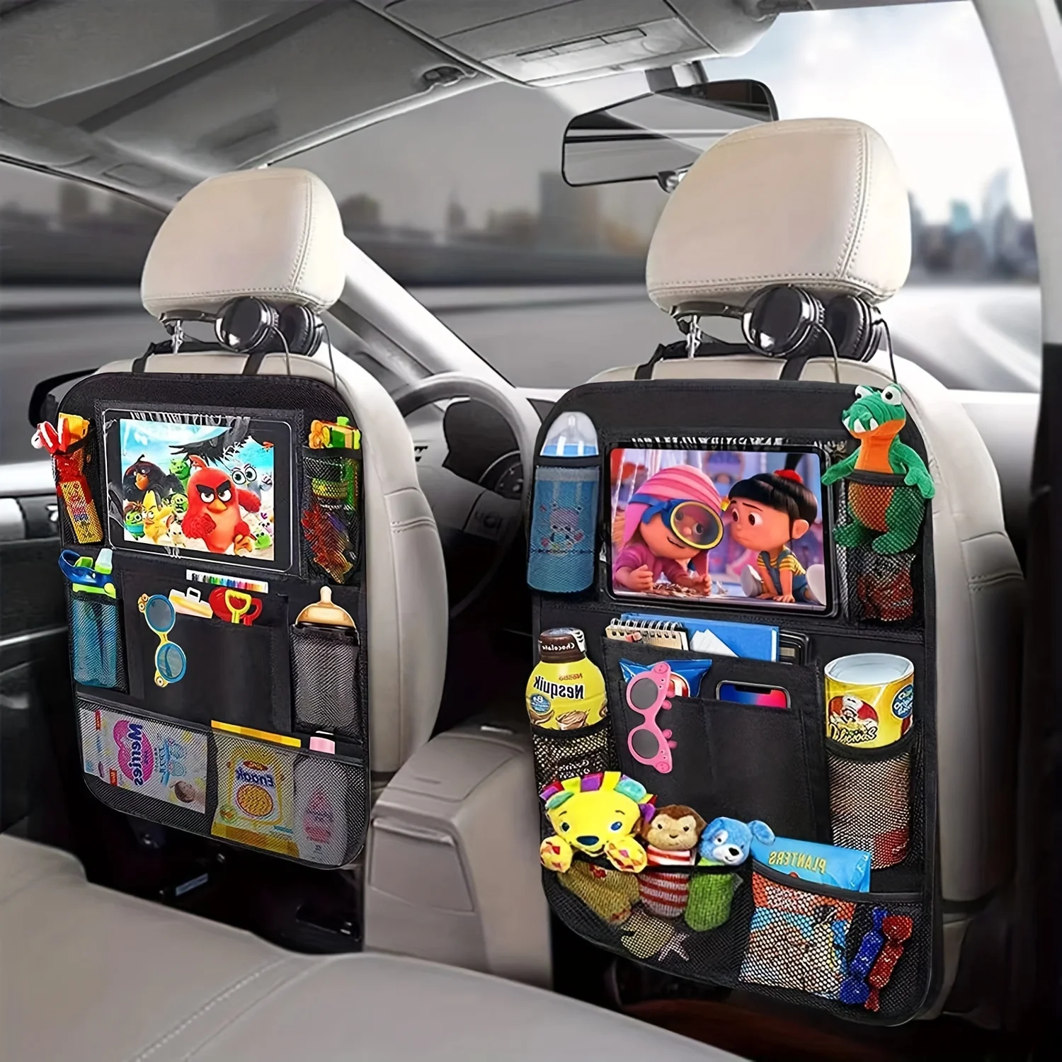 Baby Multi-Pocket Car Seat Organizer-Waterproof and Durable with Tablet Holder-Perfect for Road Trips and Everyday Use
