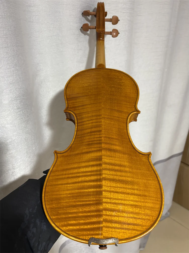 4/4 Violin Highly Flamed Solid European Wood Hand Made Musical Instrument Free violin case&Bow 250222-2