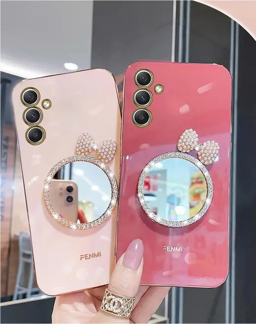 Funda de teléfono con espejo de maquillaje, carcasa con diamantes brillantes para Samsung Galaxy A05, A05S, A14, A54, A04, A34, A24, M14, 4G, 5G - Image 3