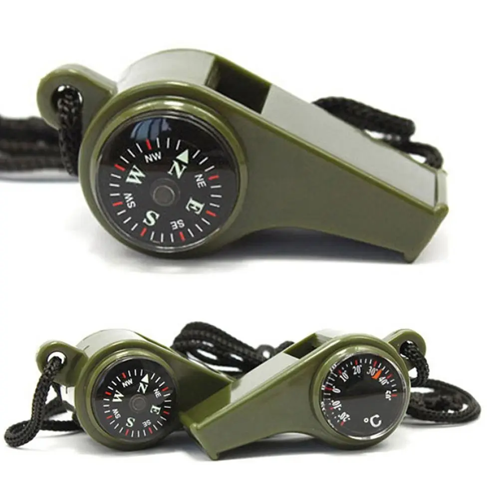 Camping Hiking Accessories Thermometer 3in1 4in1 Compass Multifunction Whistle Outdoor Whistle Compass Mini Compass