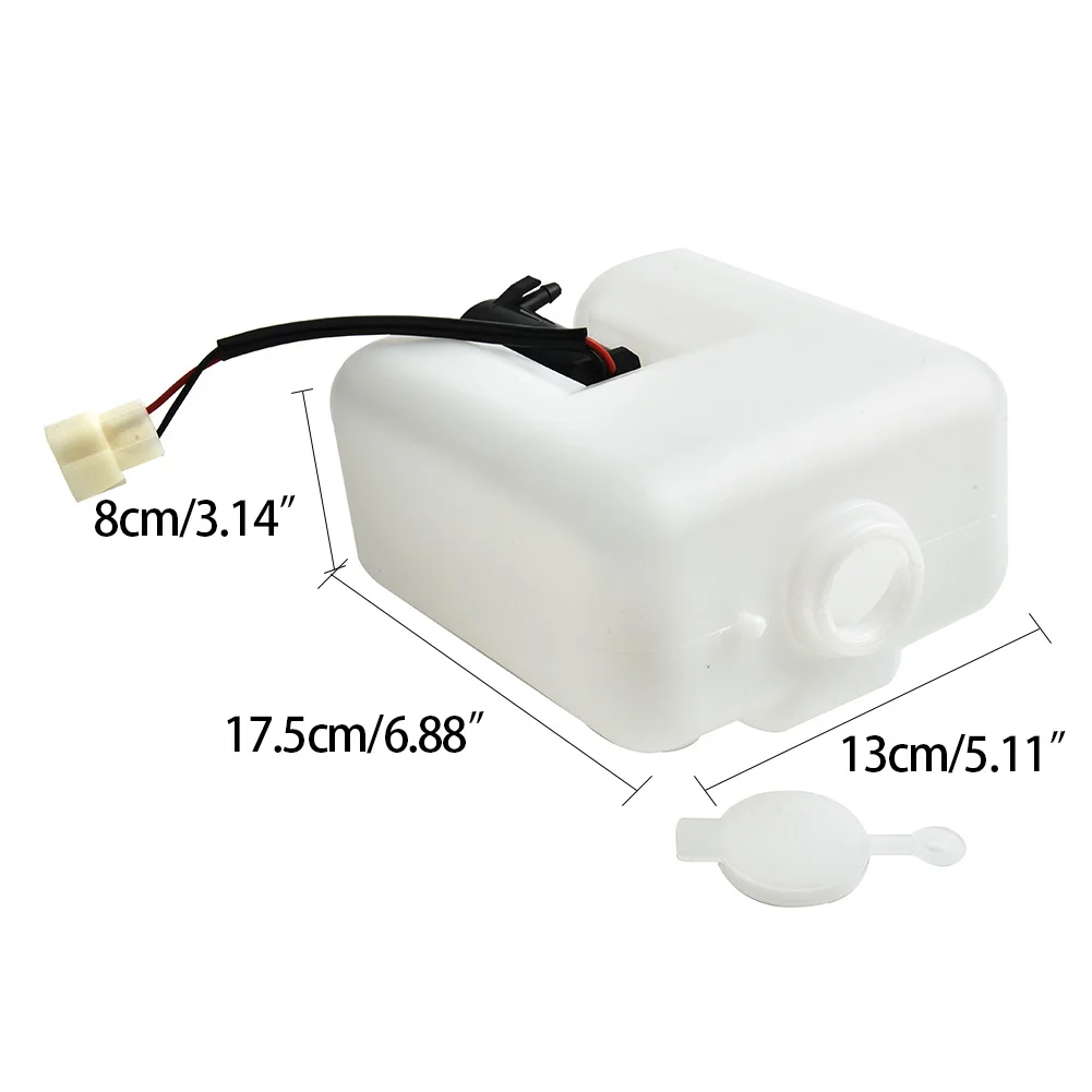 2Pin 자동차 플라스틱 + 금속 흰색 앞 유리 와셔 저수지 병 탱크 (12V 펌프 호스 제트 포함) 차량용 범용 액세서리