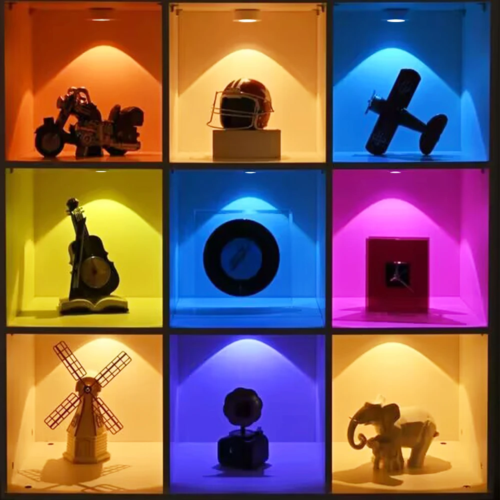 RGB 16 colors LED Under Cabinet Light USB Rechargeable Dimmable Wine Cabinet Light with Remote control for Bedroom Living Room
