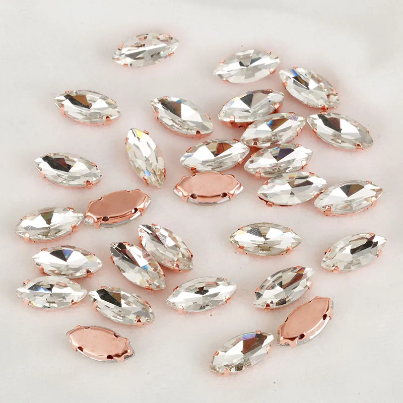 Rose Gold Claw Sew on Horse Eye Crystal Rhinestone Sew on Stones Garment Clothing Accessories sew on rhinestones sewing rhinestones rhinestone claw