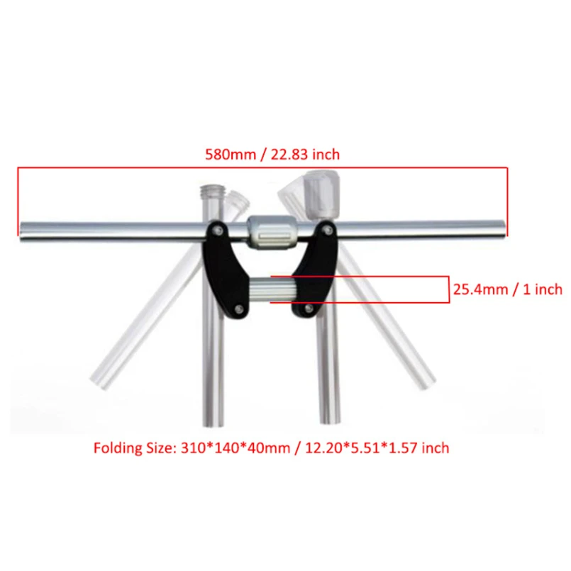 Aluminum Alloy Folding Handlebar Bicycle Foldable Horizontal Handle Bar Electric Bike Scooter Fold Handlebars 25.4mm 580mm