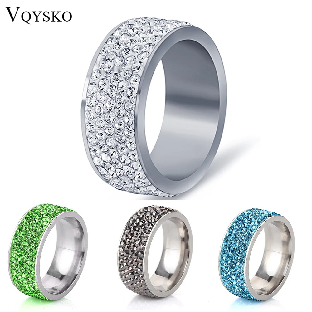 Crystal Engagement Rings for Women 5 Row Lines Stainless Steel crystal rings,engagement rings,fashion rings,wedding rings,stainless steel rings,finger rings,metal rings,fashion ring