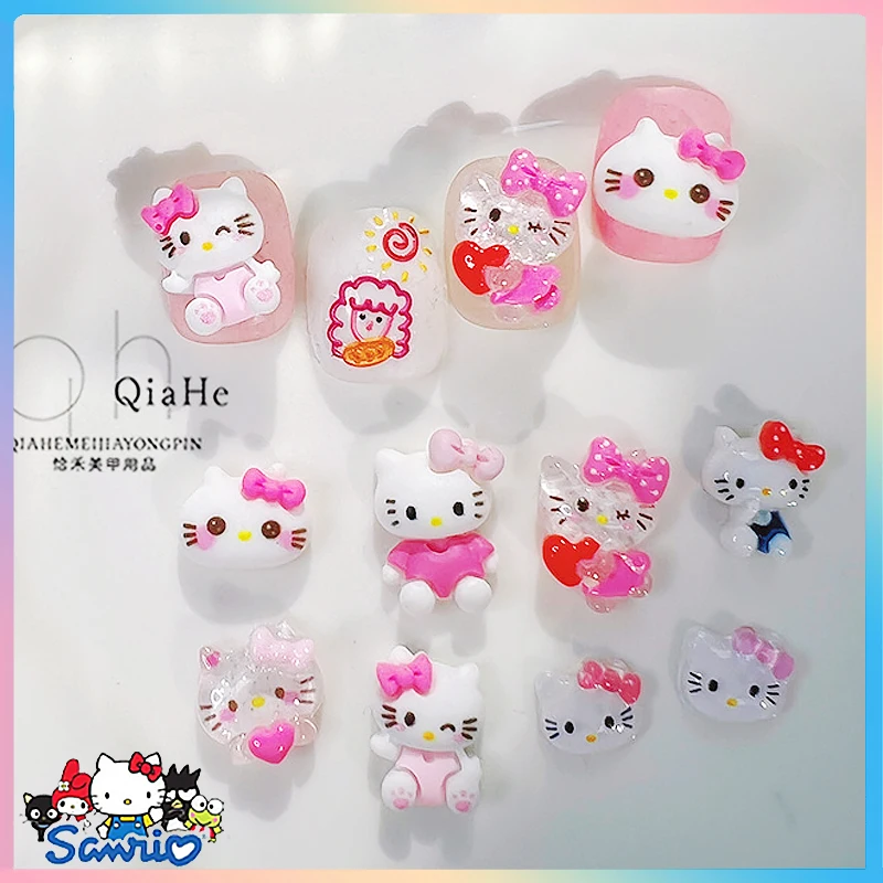 

Mini 20-50Pcs Sanrios Nail Accessories Hello Kitty Kawaii Anime Cartoon Diy Nail Phone Case Clip Jewelry Decoration Girl Toys
