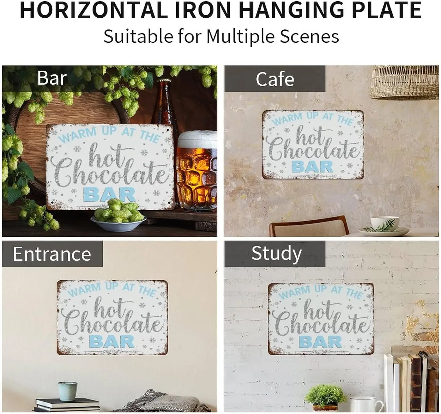 Hot Chocolate Bar Sign Printable, Winter Decorations, Blue