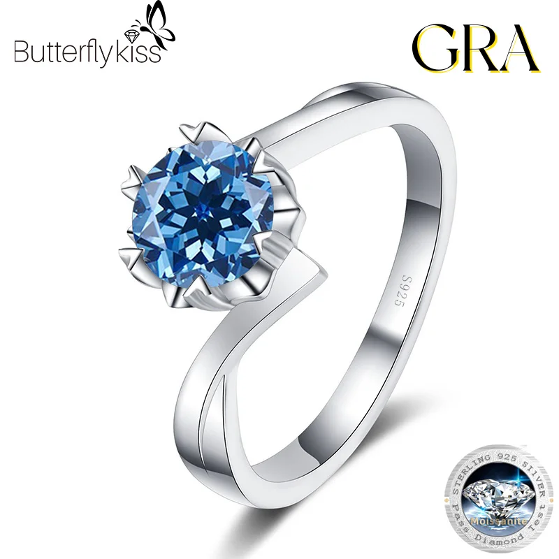 

Butterflykiss Luxury 2ct Moissanite Twisted Snowflake Rings For Women S925 Sterling Silver Jewelry Pass Diamond Tester With GRA