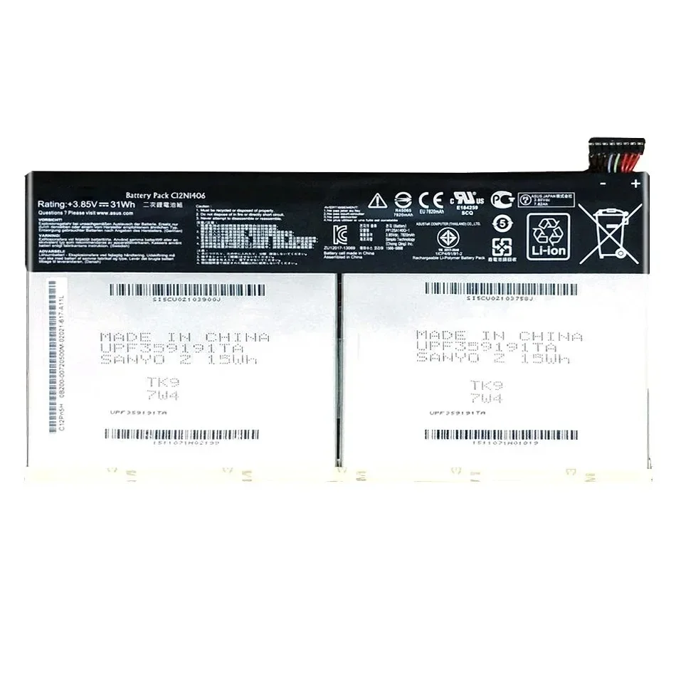C12N1406 Tablet Battery Reliable Power Reliable Replacement For Asus Pad Transformer Book T100TAL-DK T100TAL 7820mAh