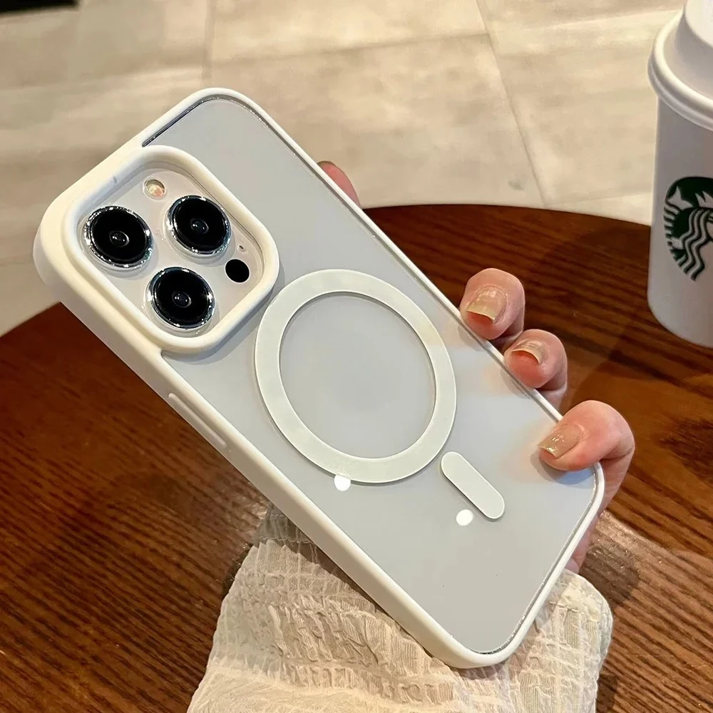 Transparent Shockproof Magsafe-Compatible Case with Magnetic Wireless Charging