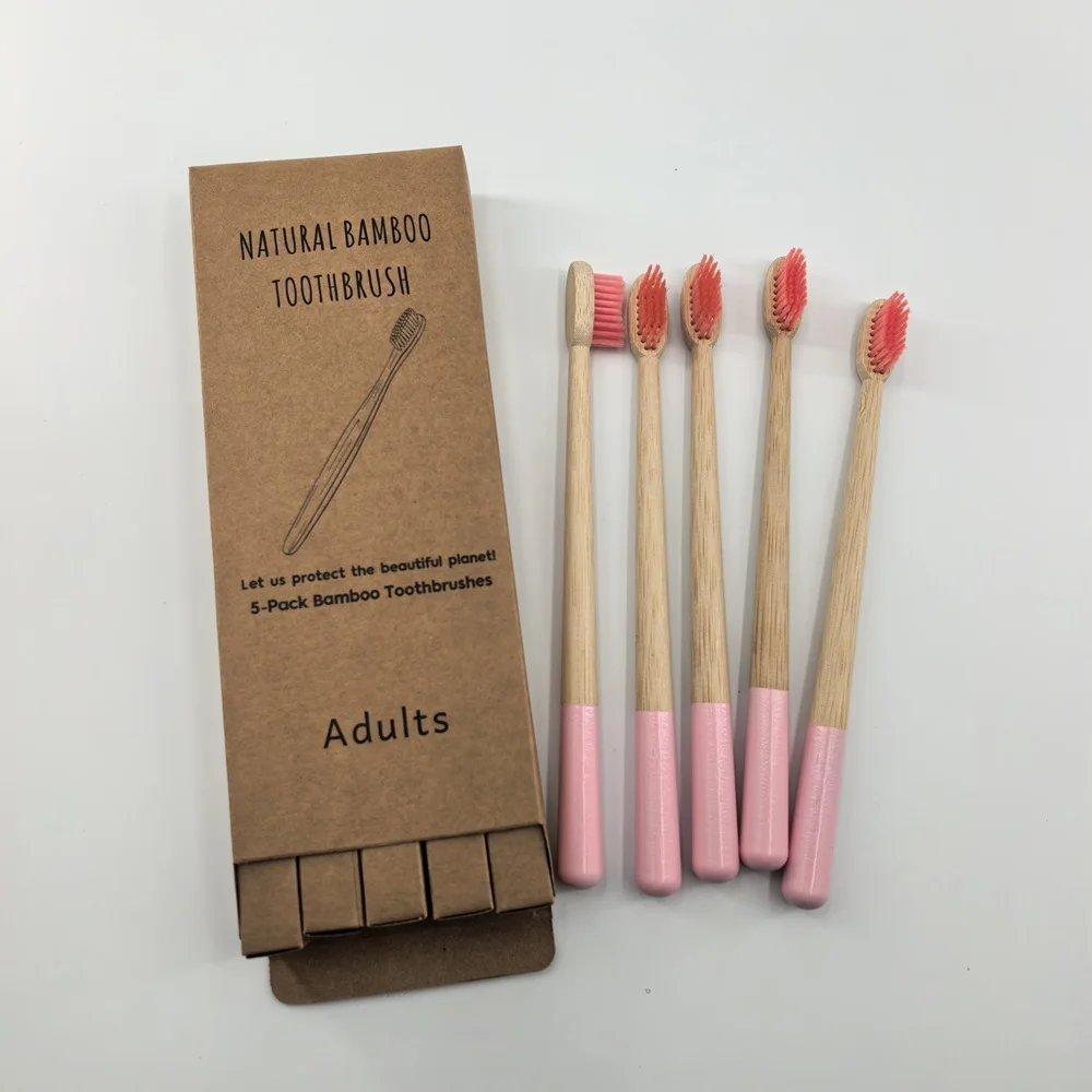 Eco-Friendly Bamboo Toothbrush Set - 5-Pack Biodegradable Oral Care Brushes with DuPont Bristles