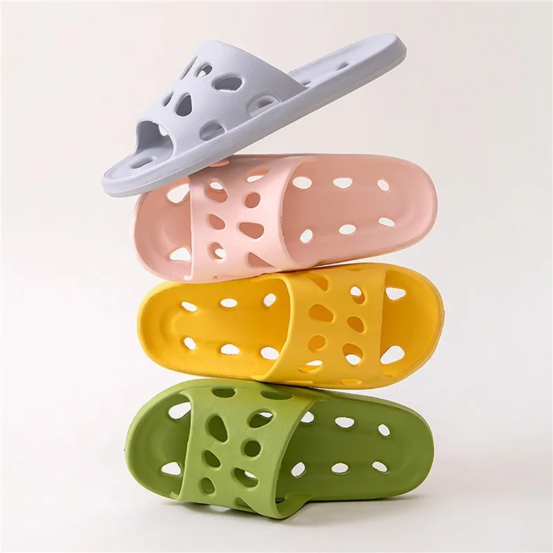 Hollow Out Bathroom Shower Slippers Women Men Slides Anti-Slip