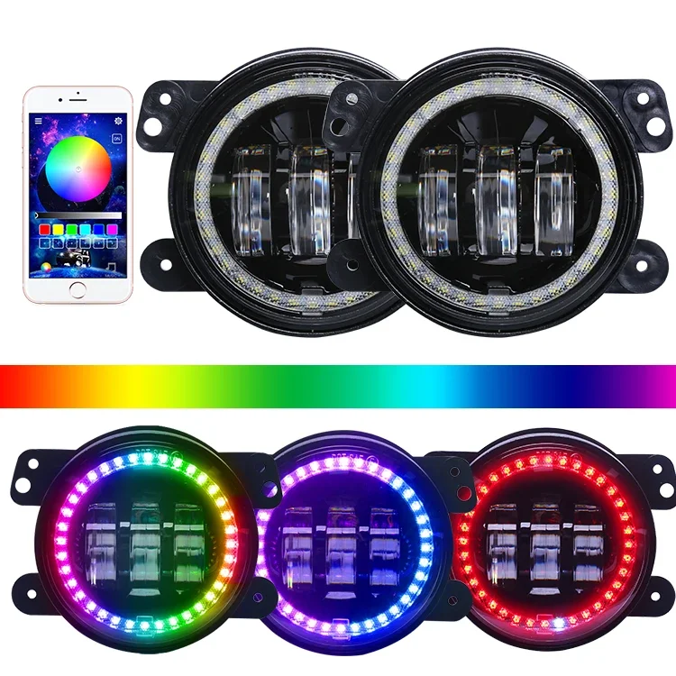 

Projector Three Color Led Foglight lamp Car Light With Rgb Halo Rgbw Lights Lamp
