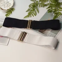 Women Elastic Band Wide Belts Simple Down Coat Waist Belt Female Black Strap Dress Decoration Accessories Metal Buckle Waistband 4