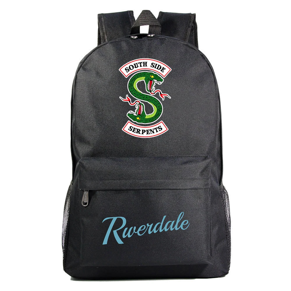 

Холщовый Рюкзак Riverdale «South Side Serpents» в стиле Харадзюку, школьный ранец унисекс на молнии для студентов, дорожная сумка для ноутбука, мультяшный книжный мешок