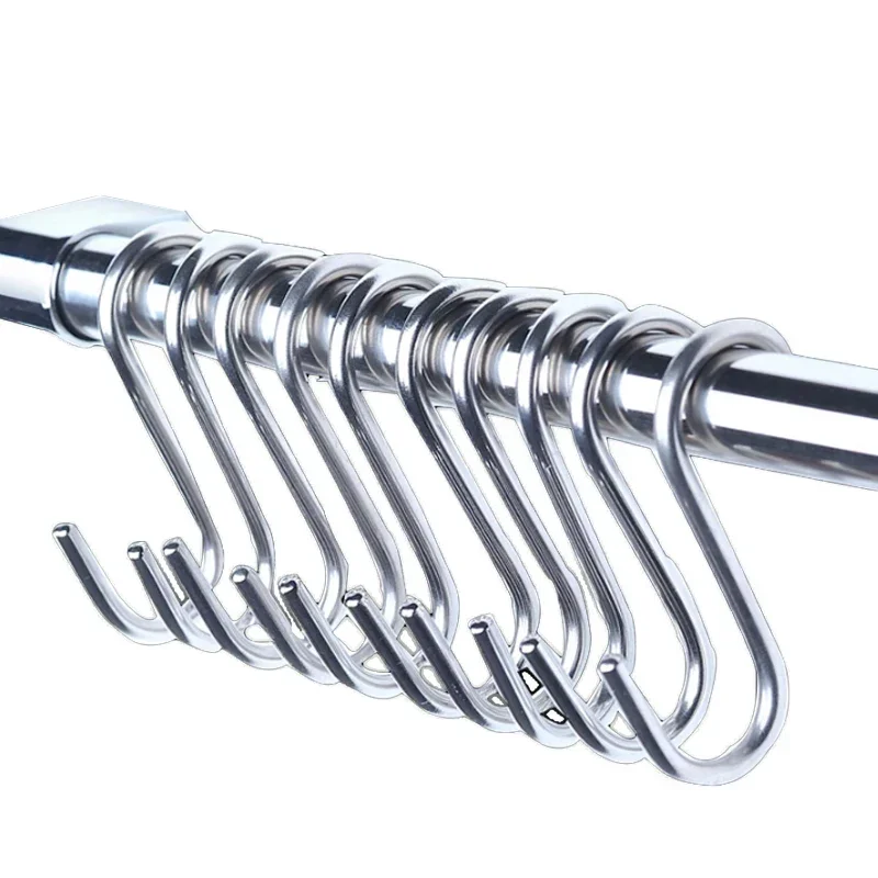 10Pcs Multi-Function Hooks Stainless Steel Bathroom Kitchen S Shape Storage Hook For Office Pan Coat Bag Plants Storage Holder
