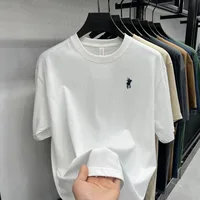 T-shirt à manches courtes pour homme en coton pur tendance 2026, marque haut de gamme, imprimé poney, décontracté, col rond 1