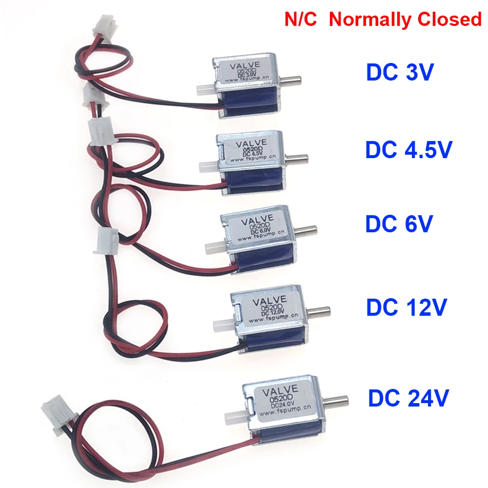 

DC 3V/ 4.5V/ 6V/ 12V/ 24V Small Mini Electric Solenoid Valve N/C Normally Closed 2-way Micro Solenoid Gas Air Valve 0-350mmhg