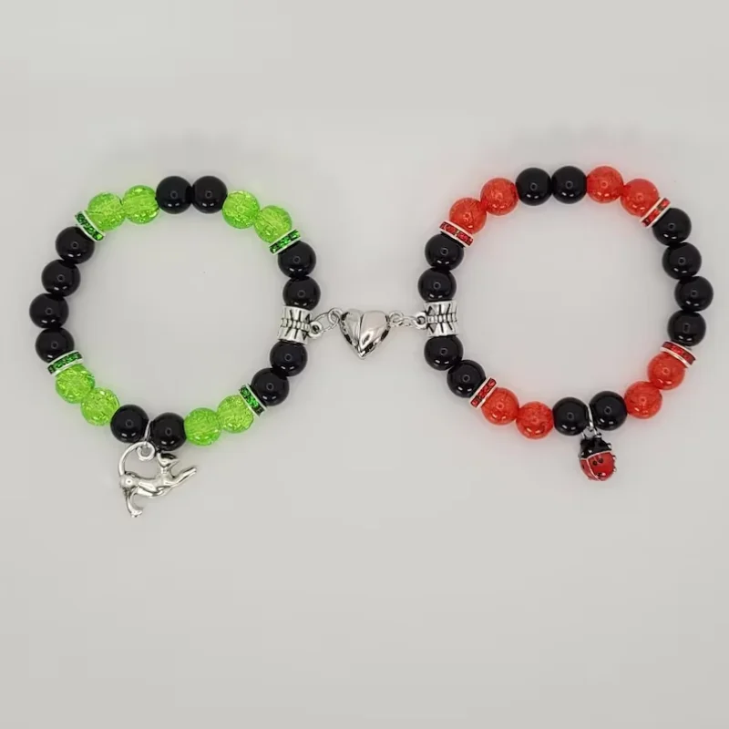 Bracciali Abbinati A Gatto E Coccinella, Bracciali Con Perline, Regali, Bracciali Con Coppia, Braccialetti Dell'Amicizia