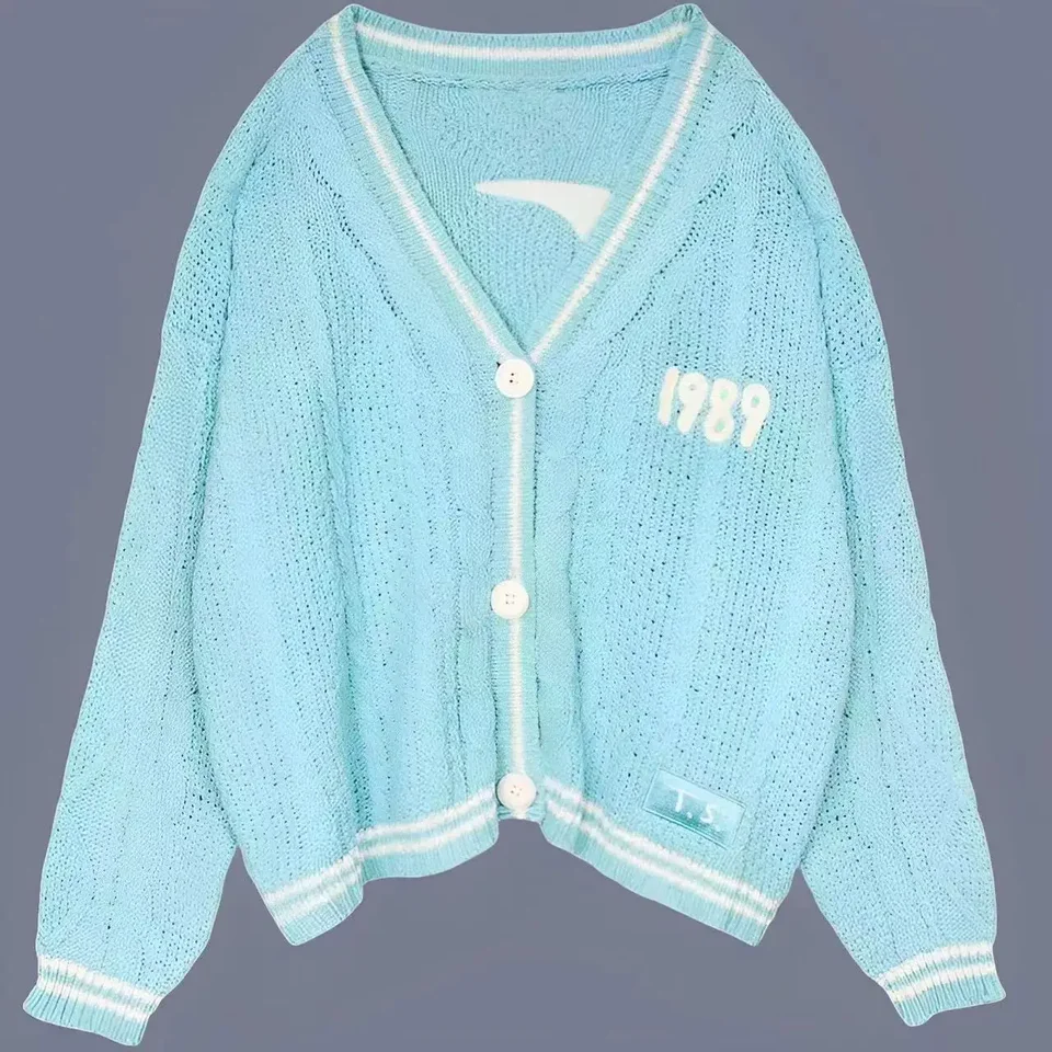 Taly Swif T 1989'S Cardigan Pink Blue Seagull Jacket Sweater Y2k