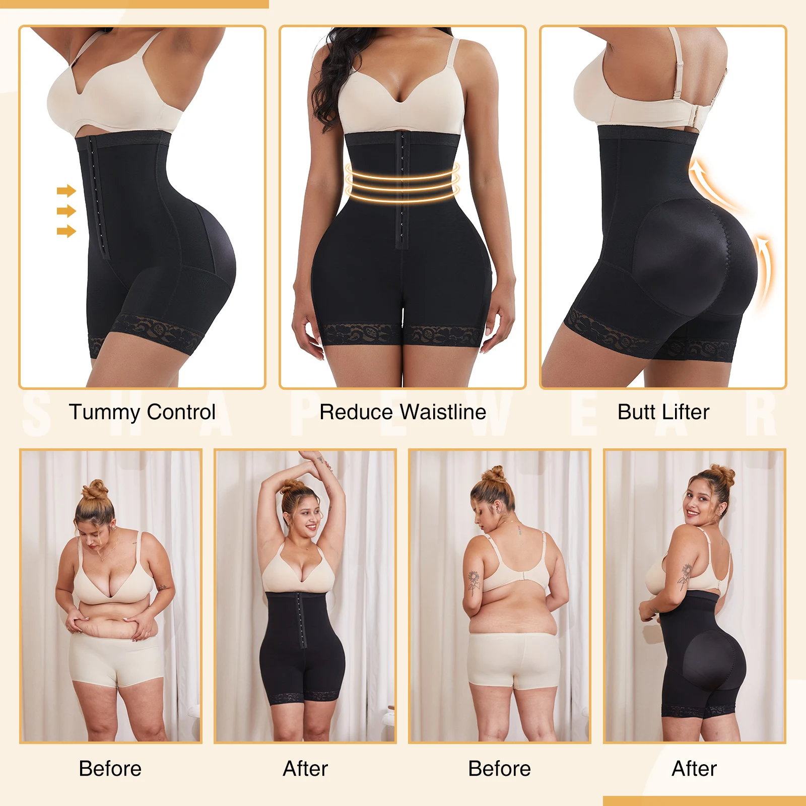 Fajas Colombianas Butt Lifter Shapewear High Waist Tummy Control Panties Waist Trainer Body Shaper Slimming Sheath Flat Belly