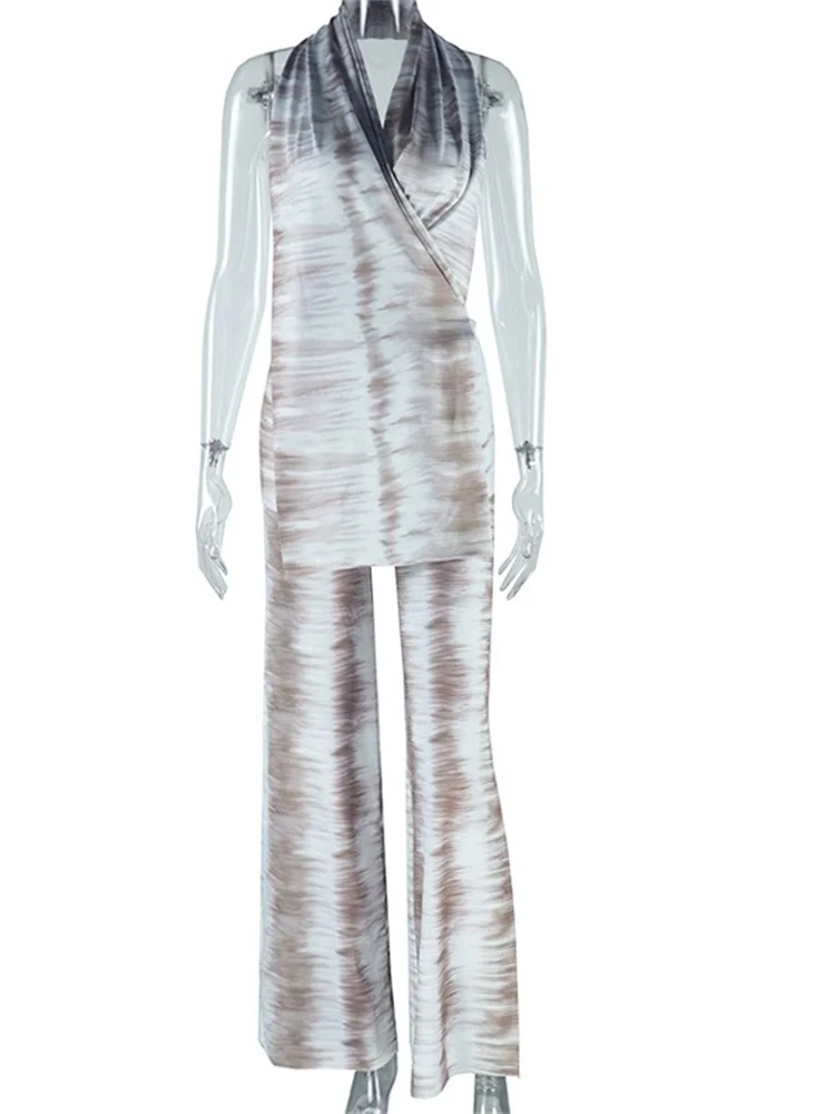 Wmstar Jumpsuit Women One Piece Outfit Halter Sleeveless High Waisted Straight Rompers Fashion Summer Bodysuit Dropshipping