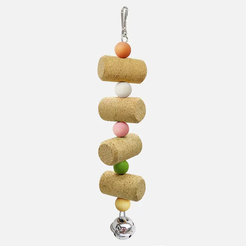 Wood Pet Bird Chewing Toy Resistance Practical Parrot Cork Bite String for Finch Parakeet Love Birds Cockatiel 1pc Random Color