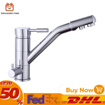 Rubinetto girevole a 3 vie Sistema ad osmosi Rubinetto per lavello monocomando da cucina Miscelatore 3 in 1 Un foro per acqua calda fredda e purificata 1