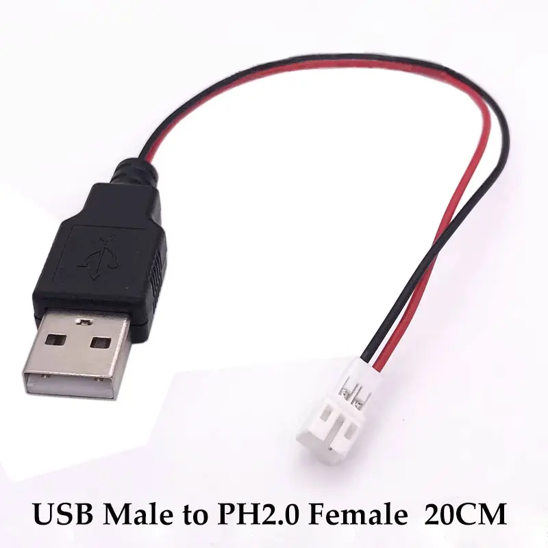 USB To DC Cable JCD USB Male And Female Head to XH2.54-2P Terminal Wire 2-Core Power Supply Cable USB Socket to PH2.0 Terminal Adapter Cable