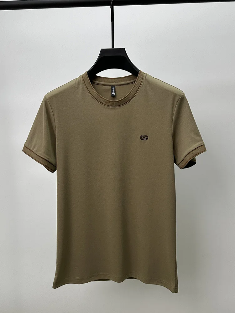 2024 Sommer hochwertige atmungsaktive Baumwolle Herren Kurzarm T-Shirt leichte Luxusmarke Mode geprägt Rundhals Casual Top – Detail 13