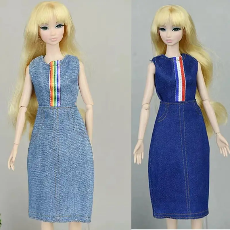 

Одежда для куклы 1/6 BJD, повседневная одежда, джинсовое платье для одежды Барби, аксессуары для кукол 11,5 дюйма, детский игровой домик, косплей, ...