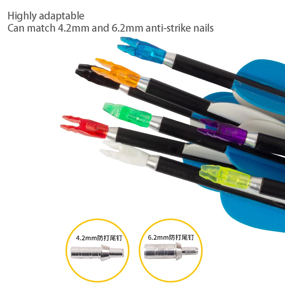 Anti-fighting Tail Bete PIN1/PIN2 Arrow Tail Plastic Arrow Pin Nocks 50PCS for ID4.2mm ID6.2mm 3.2mm Shaft Archery Accesso archery arrow nocks
