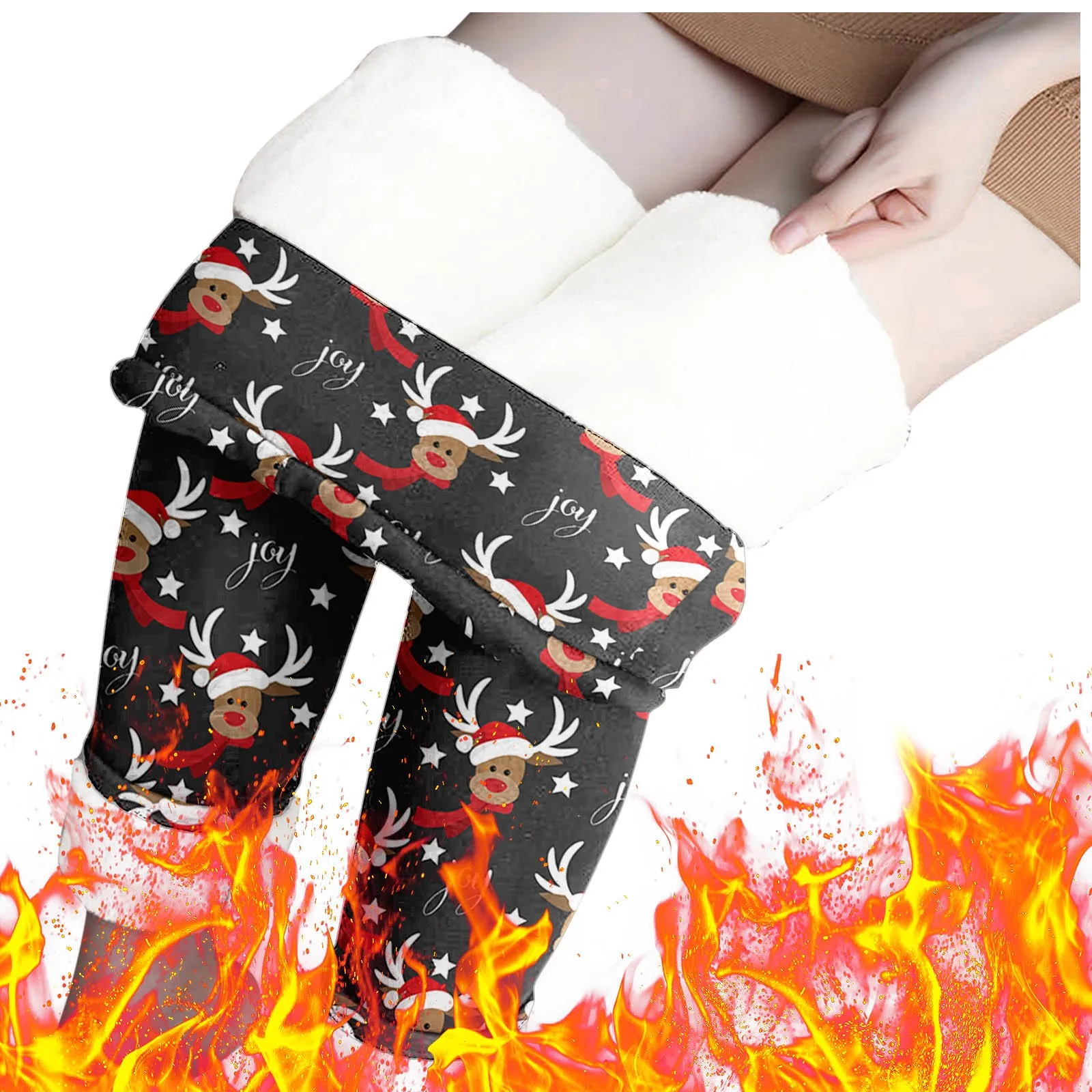 Womens Winter Casual Leggings Elastic Waist Thermal Capris Workout Trousers Thermal Prints Pants