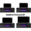 80" TV Stand with 40" Electric Fireplace, Texture Media Center with Highlight Storage Cabinet and 12 Colors LED Lights, Tv Stand 3