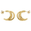 1 Pair 18K Gold Plated Stainless Steel Triple C Hoop Earrings Trendy Exaggerated Huggie Earring Hip Hop Jewelry Gifts for Women 4