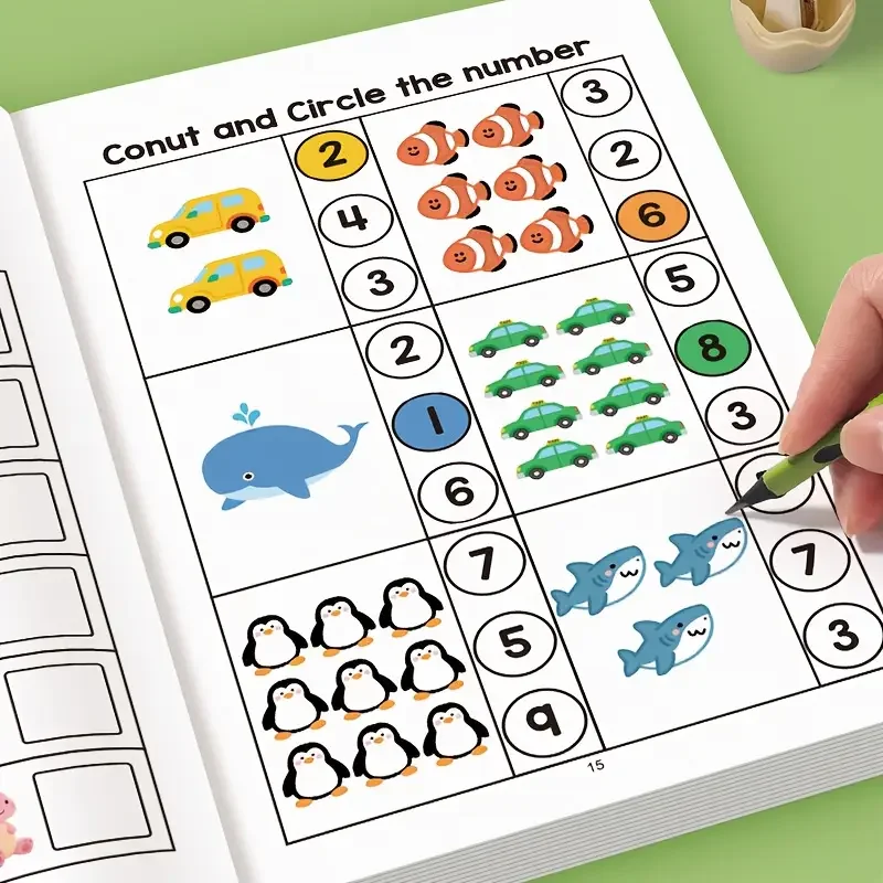 64-Page Math Workbook Kindergarten Number Practice Book with Tracing Writing Activities Interactive Early Learning Workbook
