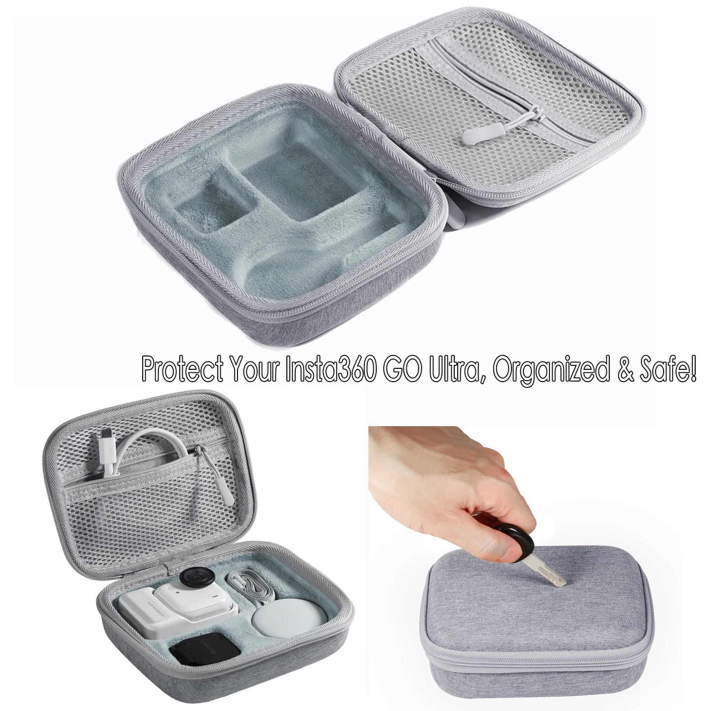 Borsa organizer per accessori per action camera per Insta360 Go Custodia protettiva ultra antiurto portatile da viaggio per fotografia all'aperto - immagine 3