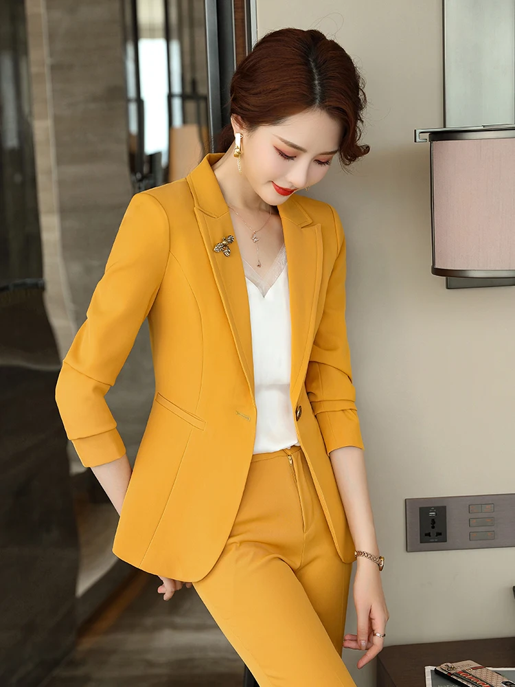 Buy Classic Yellow Womens Suit, Office Women 3 Piece Suit With Slim Fit  Pants, Buttoned Vest and Single-breasted Blazer, Office Wear for Women  Online in India - Etsy