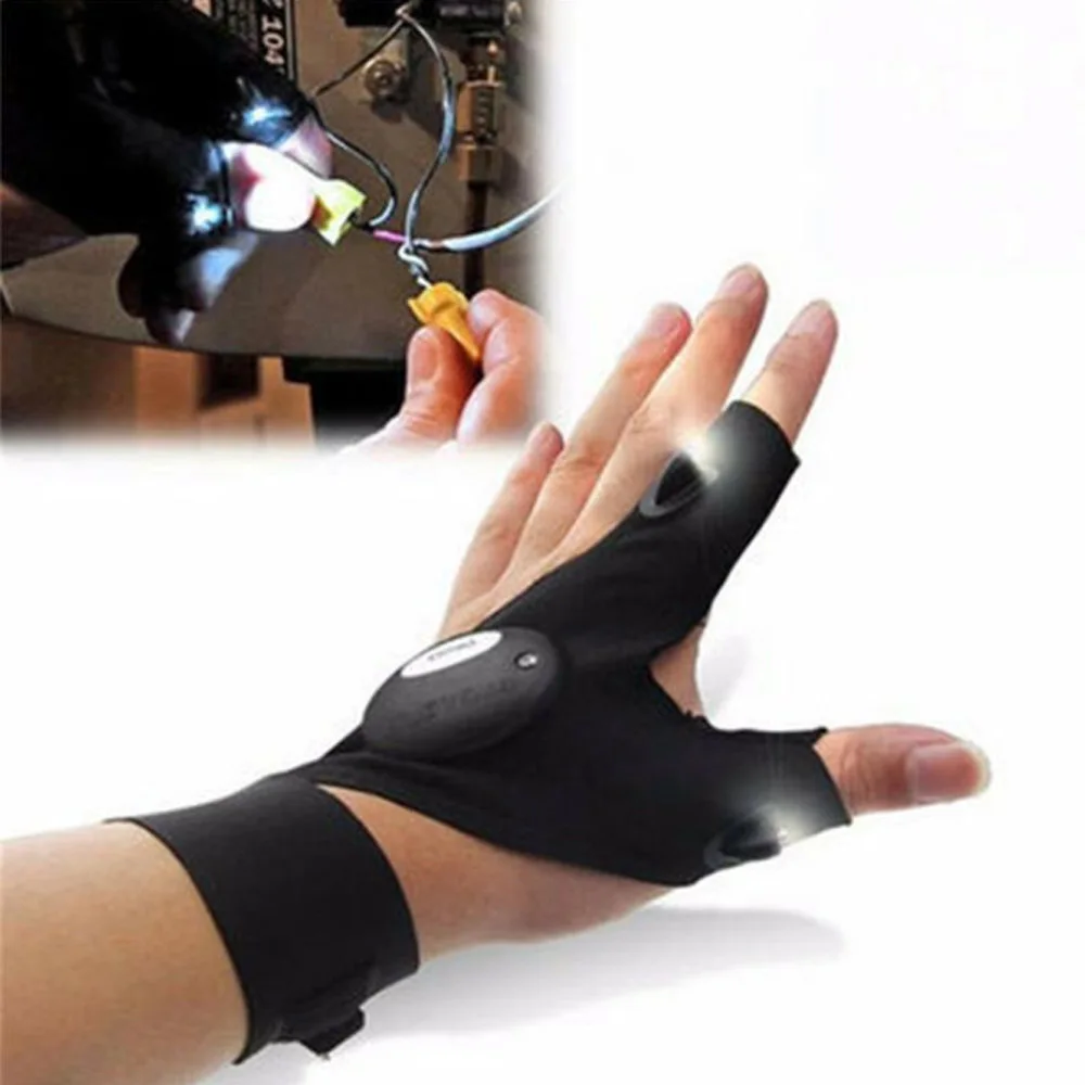 LED Flashlight Luminous Running Gloves Waterproof Cycling Camping Hiking Rescue Glove Lamp Lighting Gloves Fingerless