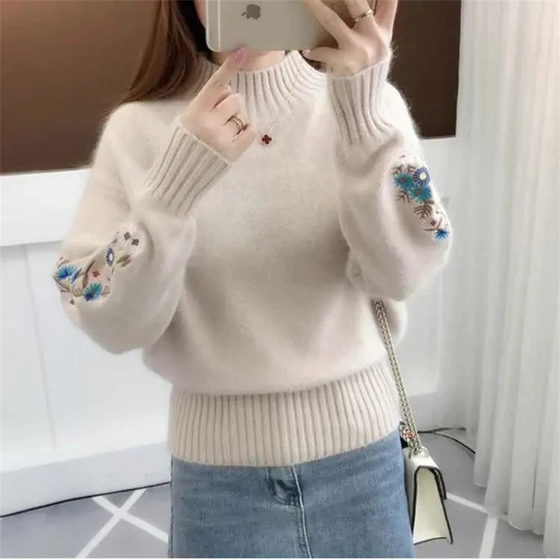 

Women's Turtleneck Sweater Pure Color Loose 2024 New Trending SweaterAutumn Winter Pullover Korean Fashion Ladies Top Knitwear