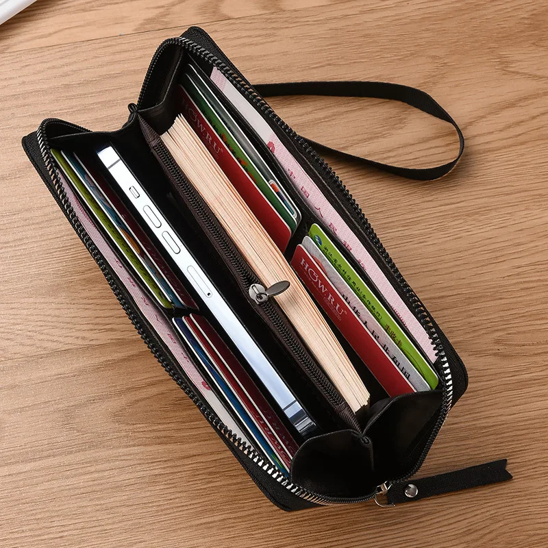 2025 New Men's Long Canvas Handbag Can Hold Mobile Phone, Student Korean Version, Mobile Wallet, Large Capacity Handbag