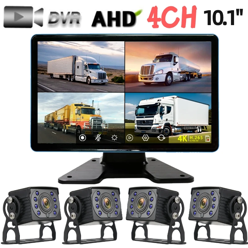 

10.1 inch Touch Screen Car/RV/Bus/Truck AHD Monitor System 1080P Vehicle CCTV Camera IR Night Vision Reversing Parking Recorder