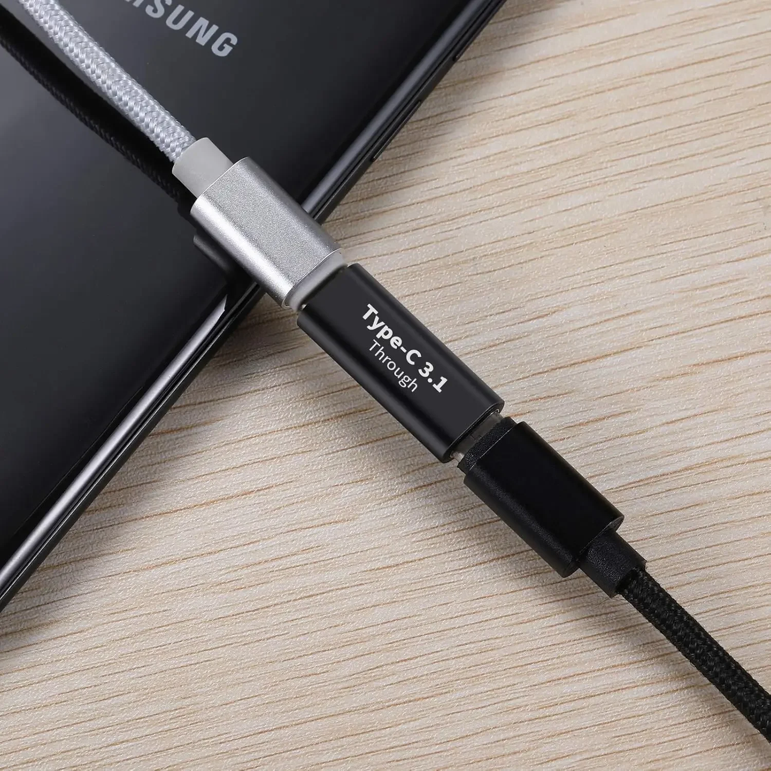 1/2팩 USB C 암-암 어댑터 타입 C 3.1 연장 커넥터 10Gbps 고속 데이터 전송 (노트북, 휴대폰용)