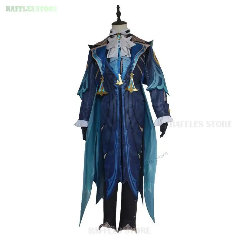 

Neuvillette Cosplay Genshin Impact Fontaine Nevillette Cosplay Costume Wig Uniform Halloween Party Roleplay Mens Fancy Suit